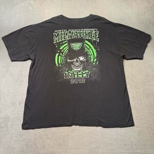 Hot Leathers Milwaukee Rally 2012 Shirt Mens 2XL Skull Biker Y2K Goth Punk EUC